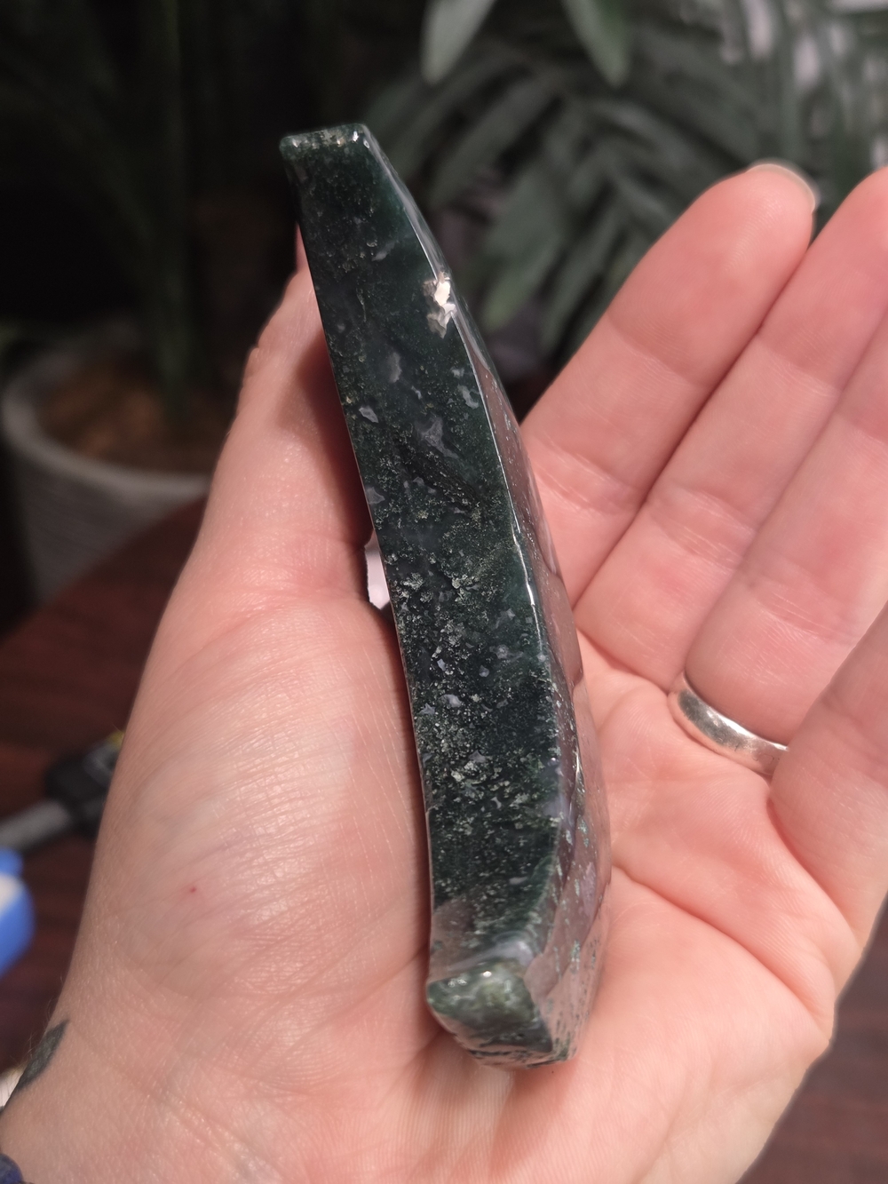 Moss Agate Crescent Moon - Picture 6 of 16